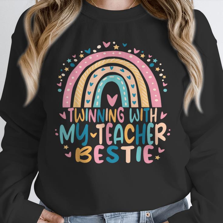 Twinning With My Teacher Bestie Rainbow Matching Teachers Unisex Sweatshirt, novelty gifts, funny gifts Twinning With My Teacher Bestie Rainbow Matching Teachers Unisex Sweatshirt, novelty gifts, funny gifts
