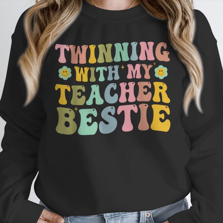 Twinning With My Teacher Bestie Twin Day Matching Teachers For Men Women Girls Kids Unisex Sweatshirt, novelty gifts, funny gifts