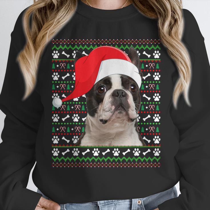 Ugly Xmas Sweater Santa Boston Terrier Dog Christmas For Men Women Kids Unisex Sweatshirt, novelty gifts, funny gifts