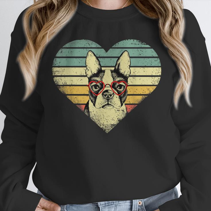 Vintage American Boston Terrier Lovers Valentine's Day Unisex Sweatshirt, novelty gifts, funny gifts