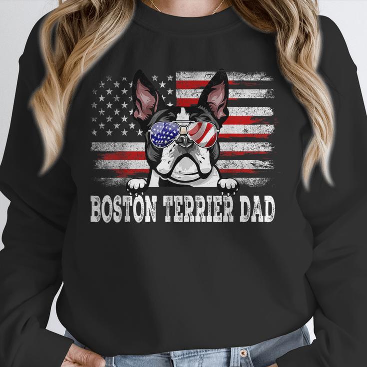 Vintage Boston Terrier Dad American Flag Father's Day Unisex Sweatshirt, novelty gifts, funny gifts