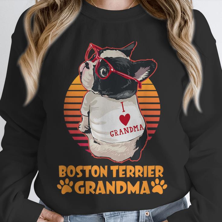 Vintage Boston Terrier Grandma Wear Sunglasses Dog Lover Men Women Girls Kids Unisex Sweatshirt, novelty gifts, funny gifts