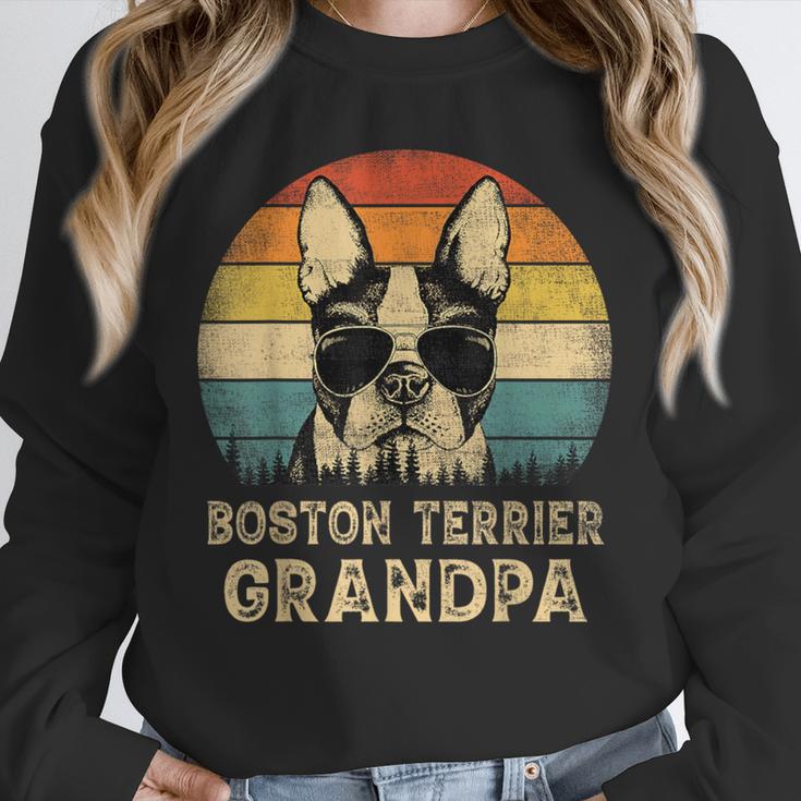 Vintage Boston Terrier Grandpa Dog Lovers Father's Day Unisex Sweatshirt, novelty gifts, funny gifts