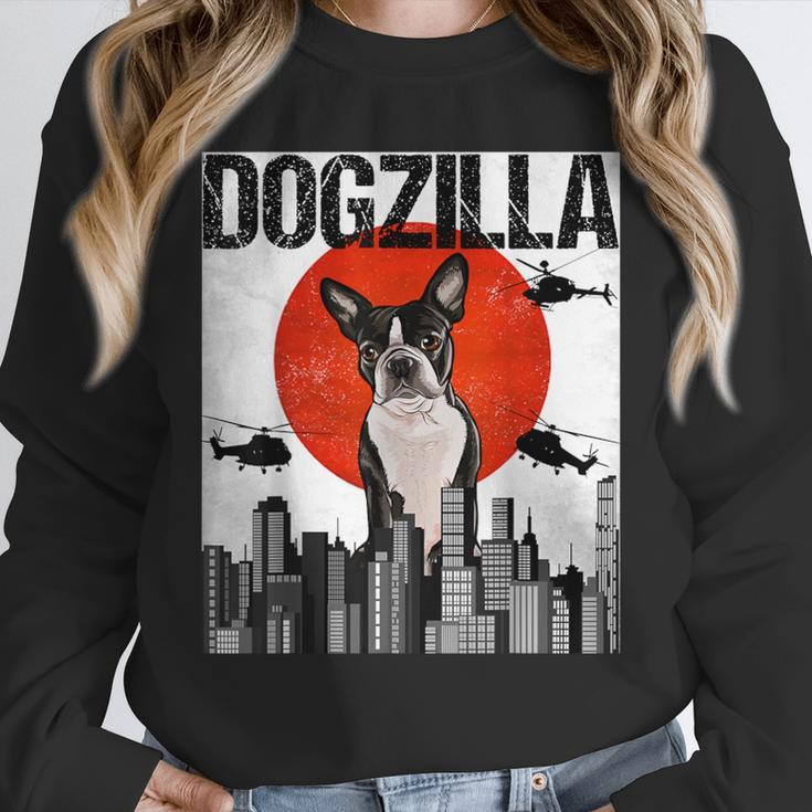 Vintage Japanese Dogzilla Boston Terrier Unisex Sweatshirt, novelty gifts, funny gifts