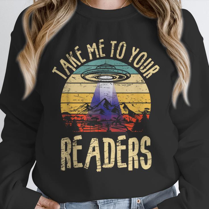 Vintage Take Me To Your Readers English Teacher Alien Space Men Women Unisex Sweatshirt, novelty gifts, funny gifts