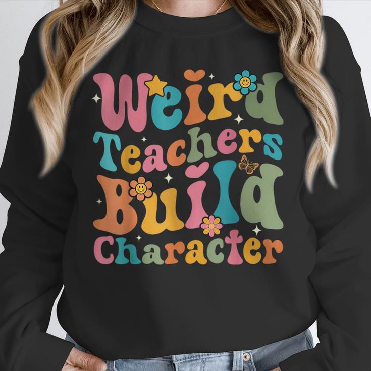 Vintage Teacher Sayings Weird Teachers Build Character For Men Women Unisex Sweatshirt, novelty gifts, funny gifts