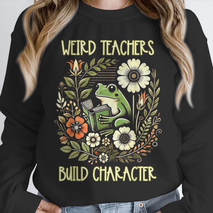 Weird Teachers Build Character Frog Reading Book Librarian Unisex Sweatshirt, novelty gifts, funny gifts Weird Teachers Build Character Frog Reading Book Librarian Unisex Sweatshirt, novelty gifts, funny gifts