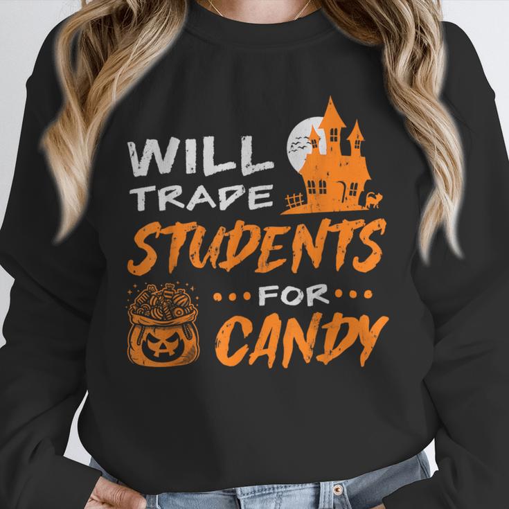 Will Trade Students For Candy Halloween Costume Teacher Unisex Sweatshirt, novelty gifts, funny gifts Will Trade Students For Candy Halloween Costume Teacher Unisex Sweatshirt, novelty gifts, funny gifts