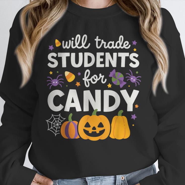 Will Trade Students For Candy Teacher Cute Halloween Unisex Sweatshirt, novelty gifts, funny gifts Will Trade Students For Candy Teacher Cute Halloween Unisex Sweatshirt, novelty gifts, funny gifts