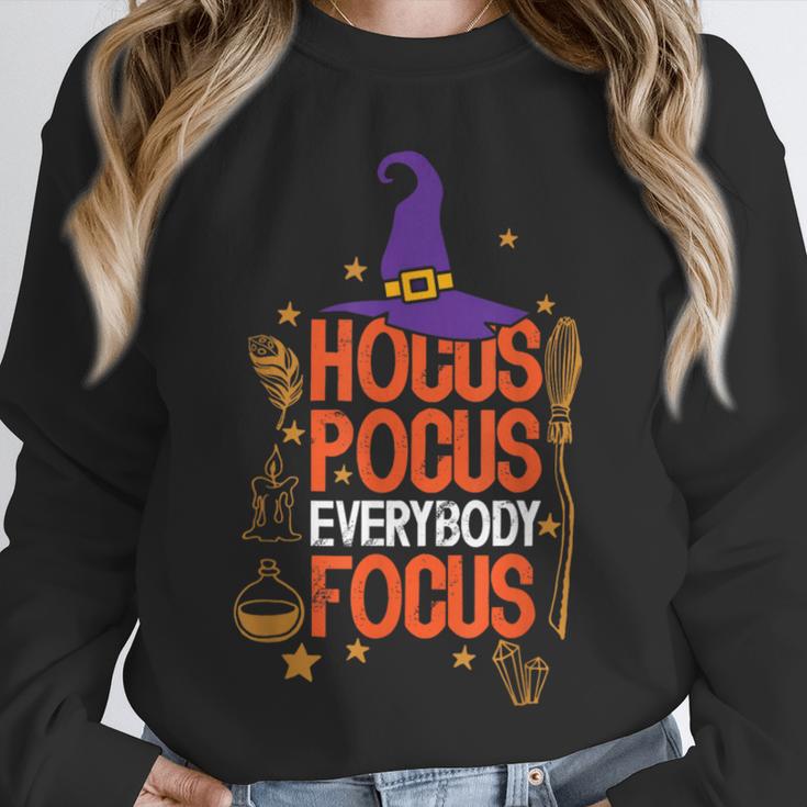 Witchy Halloween Hocus Pocus Everybody Focus Teacher Pumpkin Unisex Sweatshirt, novelty gifts, funny gifts