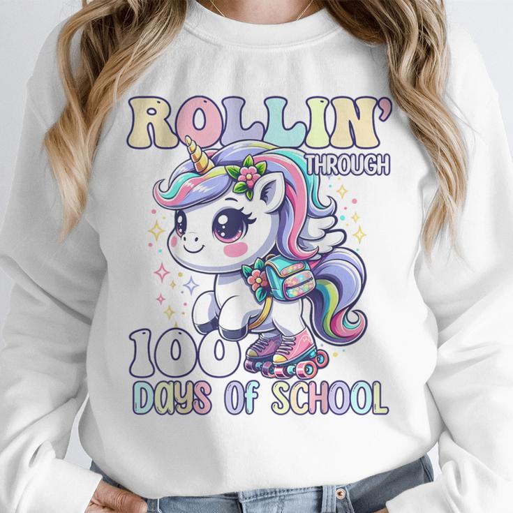 100 Days Of School Girls Teacher 100th Day Unicorn Outfit Unisex Sweatshirt, novelty gifts, funny gifts