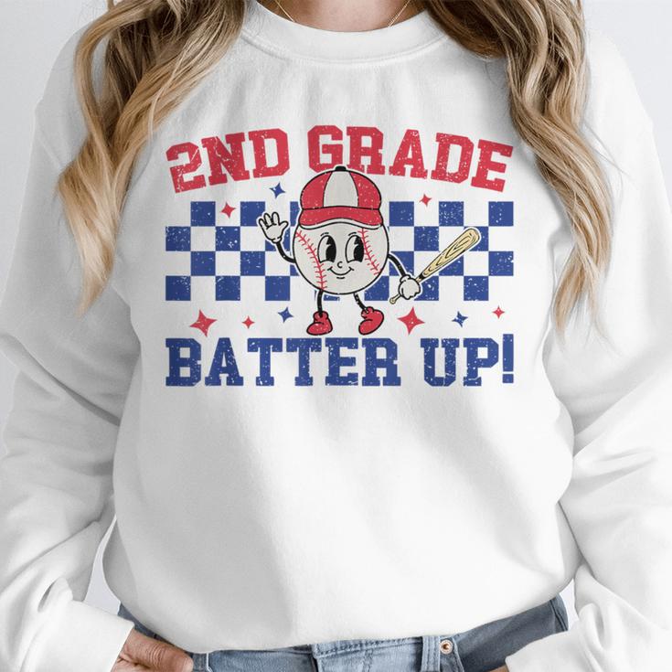 2nd Grade Batter Up Back To School Baseball Teacher Kids Unisex Sweatshirt, novelty gifts, funny gifts