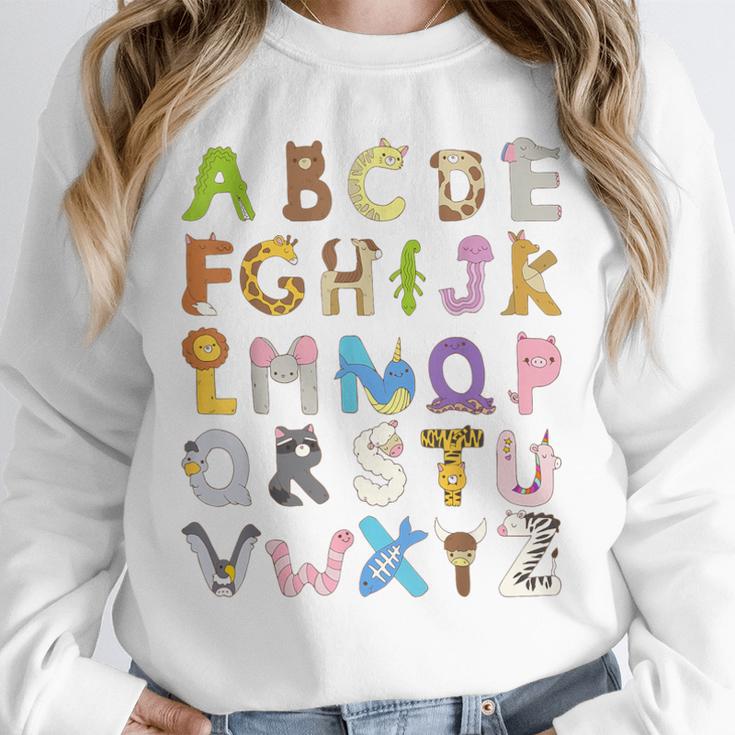 ABC Animals Alphabet Graphic Boys Girls Kindergarten Teacher Unisex Sweatshirt, novelty gifts, funny gifts