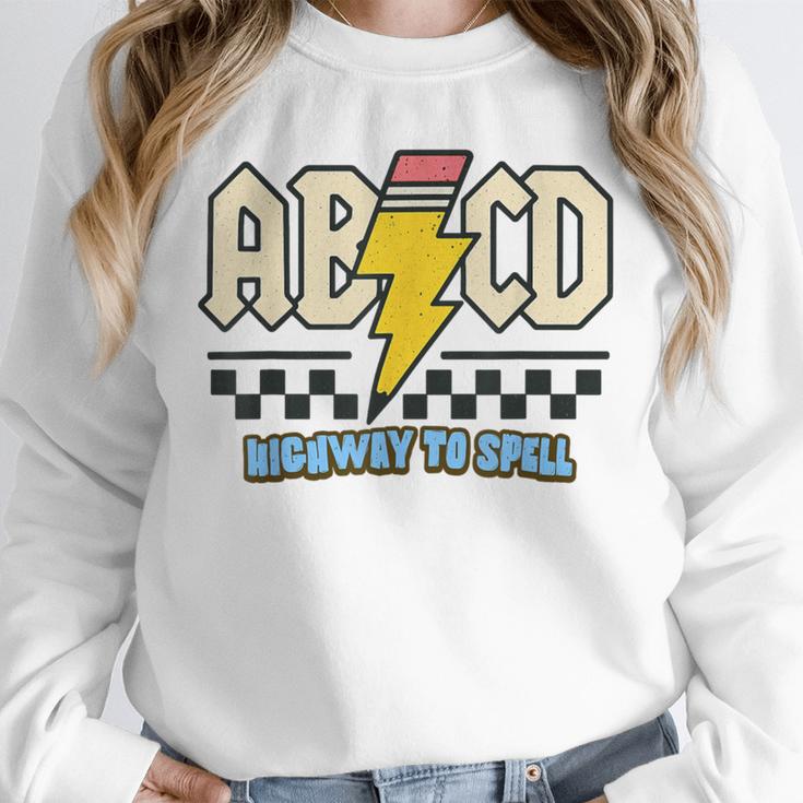 ABCD Highway To Spell Pencil Teacher & Student Font Me Unisex Sweatshirt, novelty gifts, funny gifts