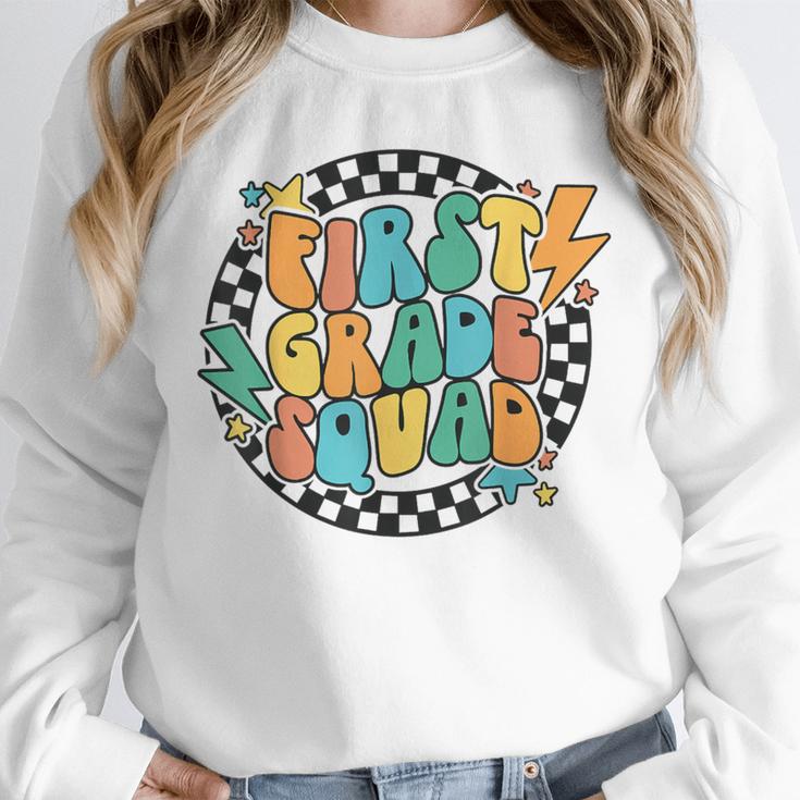 Back To School Groovy Teacher 1st First Grade Crew Squad Unisex Sweatshirt, novelty gifts, funny gifts
