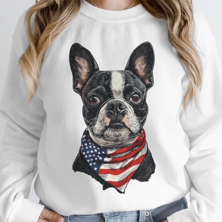Boston Terrier American Flag Unisex Sweatshirt, novelty gifts, funny gifts