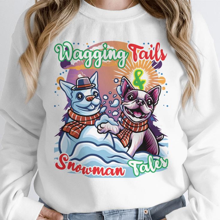 Boston Terrier Dog Christmas Snowman Winter Snow Unisex Sweatshirt, novelty gifts, funny gifts