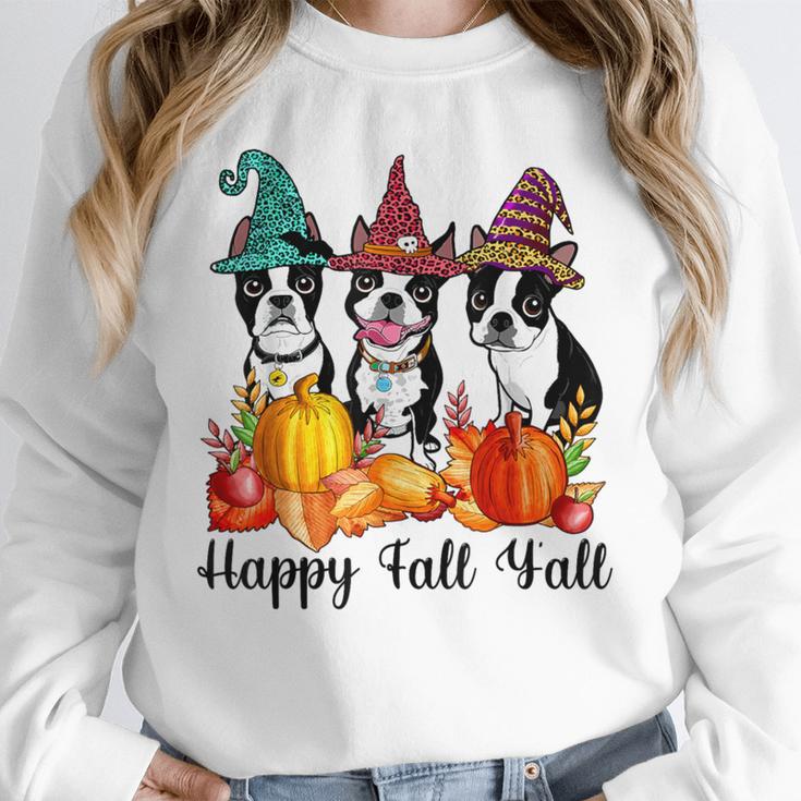Boston Terrier Dog Lover Fall Ya'Ll Halloween Costume Men Women Unisex Sweatshirt, novelty gifts, funny gifts