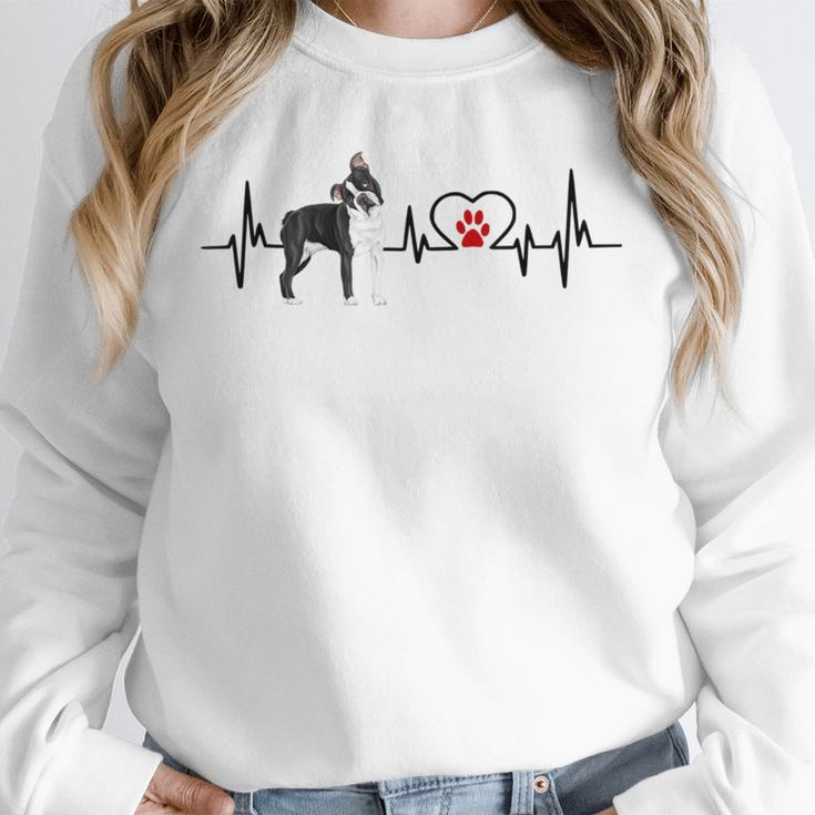 Boston Terrier Heartbeat Heart Line Unisex Sweatshirt, novelty gifts, funny gifts