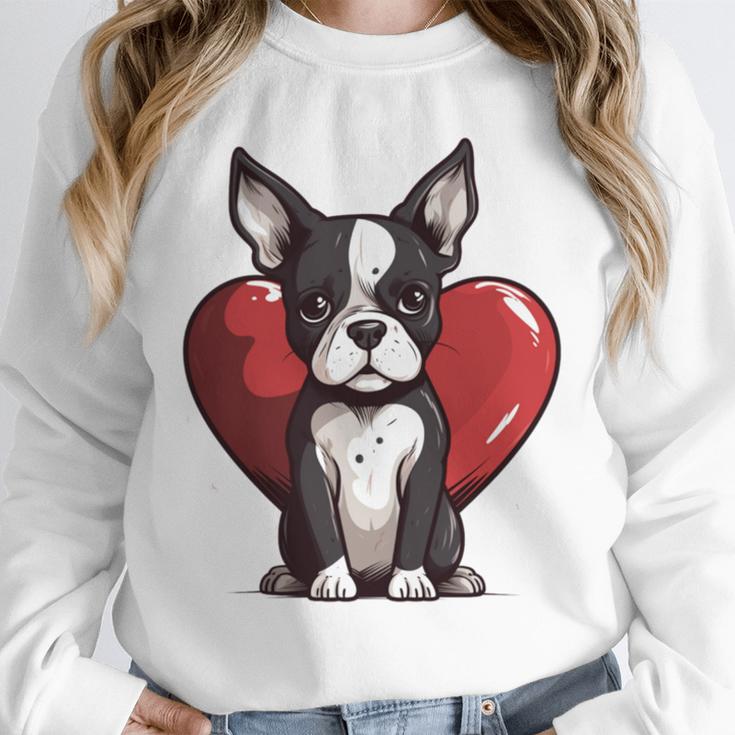 Boston Terrier Mom Dad Bostie Dog Lover Valentines Day Unisex Sweatshirt, novelty gifts, funny gifts