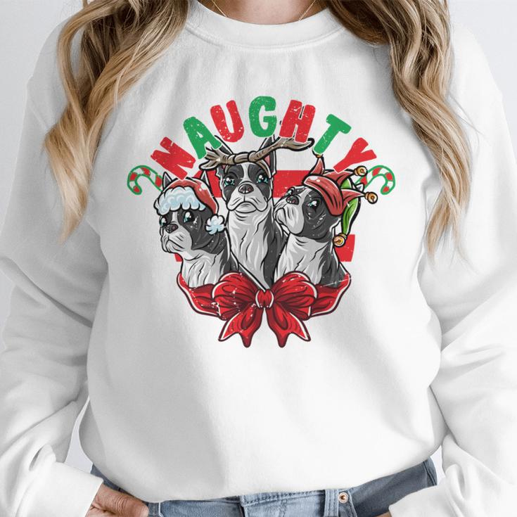 Boston Terrier Santa Claus Elf Reindeer Christmas Dog X-Mas Unisex Sweatshirt, novelty gifts, funny gifts