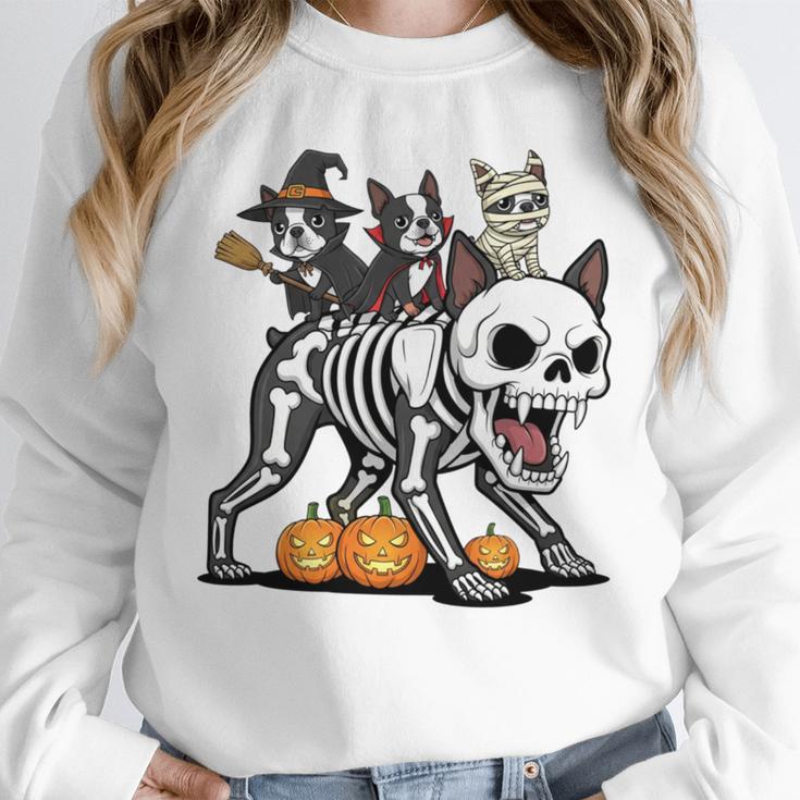 Boston Terrier Skeleton Mummy Witch Halloween Unisex Sweatshirt, novelty gifts, funny gifts