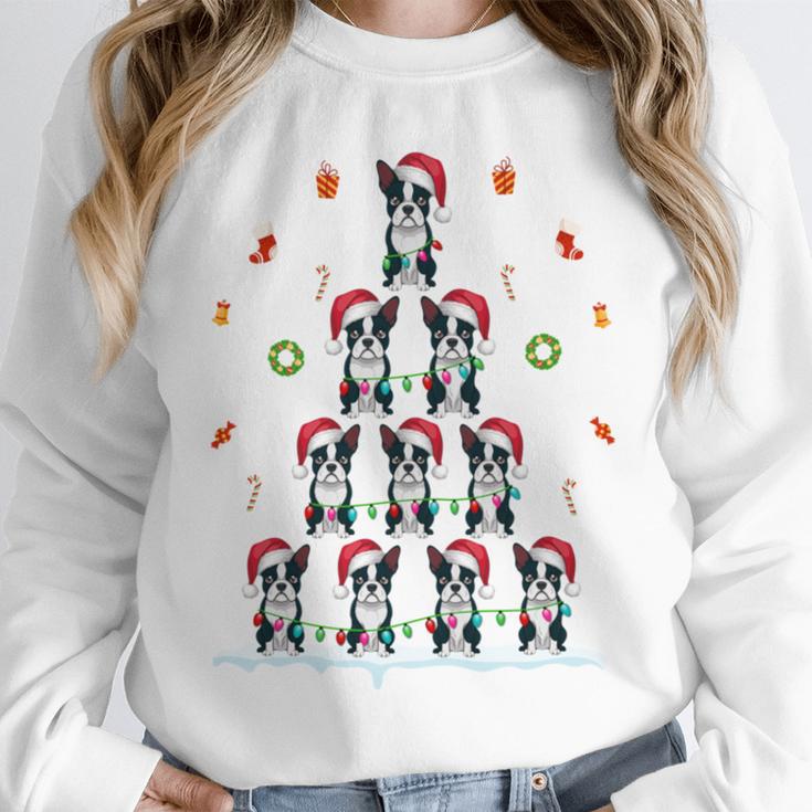 Boston Terrier Xmas Tree Lights For Men Women Boston Terrier Unisex Sweatshirt, novelty gifts, funny gifts