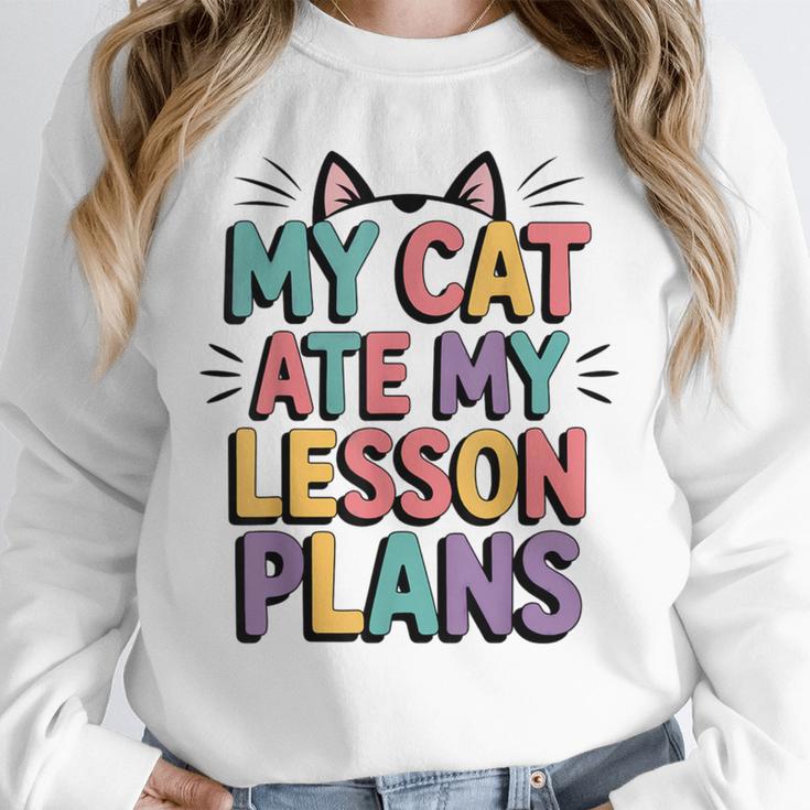 My Cat Ate My Lesson Plans Teacher Cat Humor Unisex Sweatshirt, novelty gifts, funny gifts My Cat Ate My Lesson Plans Teacher Cat Humor Unisex Sweatshirt, novelty gifts, funny gifts