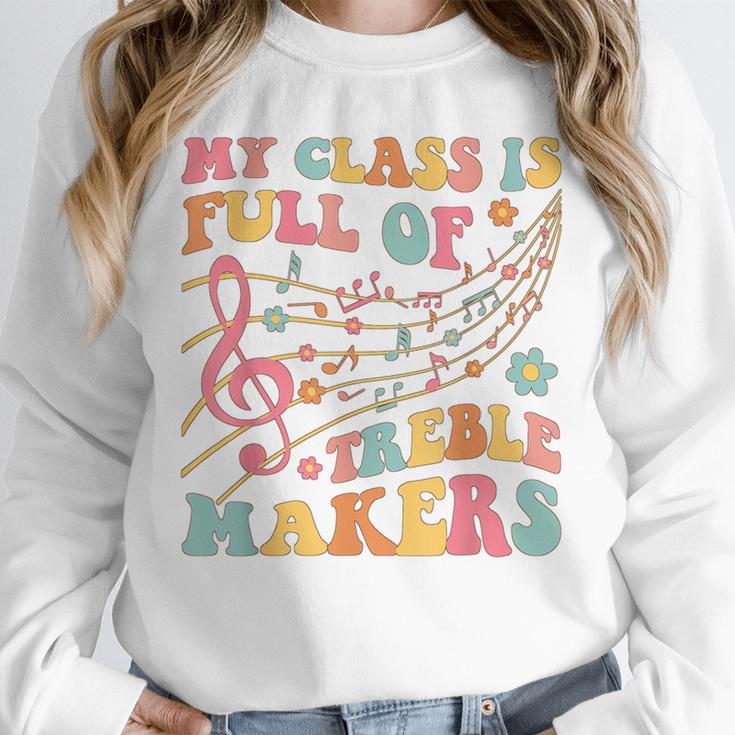 My Class Is Full Of Treble Makers Funny Music Teacher Groovy Men Women Girls Kids Unisex Sweatshirt, novelty gifts, funny gifts