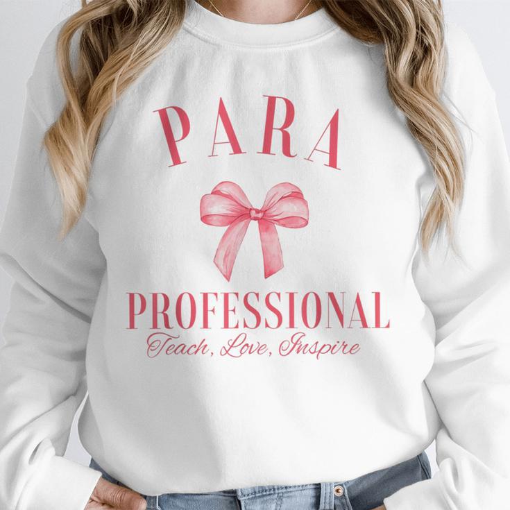 Coquette Bow Paraprofessional School Para Squad Teacher Aide Unisex Sweatshirt, novelty gifts, funny gifts Coquette Bow Paraprofessional School Para Squad Teacher Aide Unisex Sweatshirt, novelty gifts, funny gifts