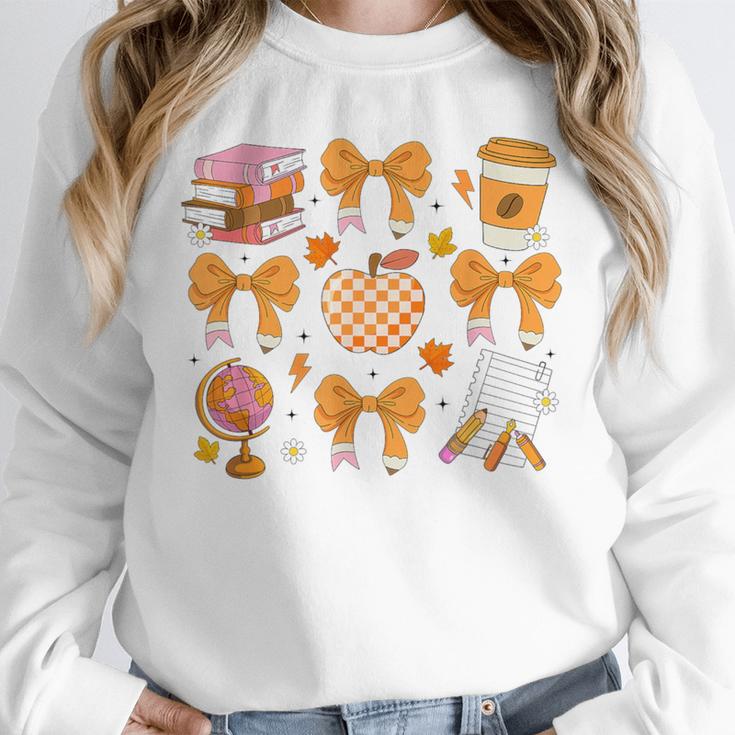 Coquette Bow Teacher Thanksgiving Fall Autumn Girls Women Unisex Sweatshirt, novelty gifts, funny gifts