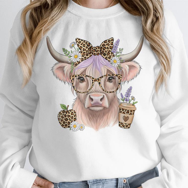 Cute Floral Highland Cow Back To School For Women Teacher Unisex Sweatshirt, novelty gifts, funny gifts Cute Floral Highland Cow Back To School For Women Teacher Unisex Sweatshirt, novelty gifts, funny gifts