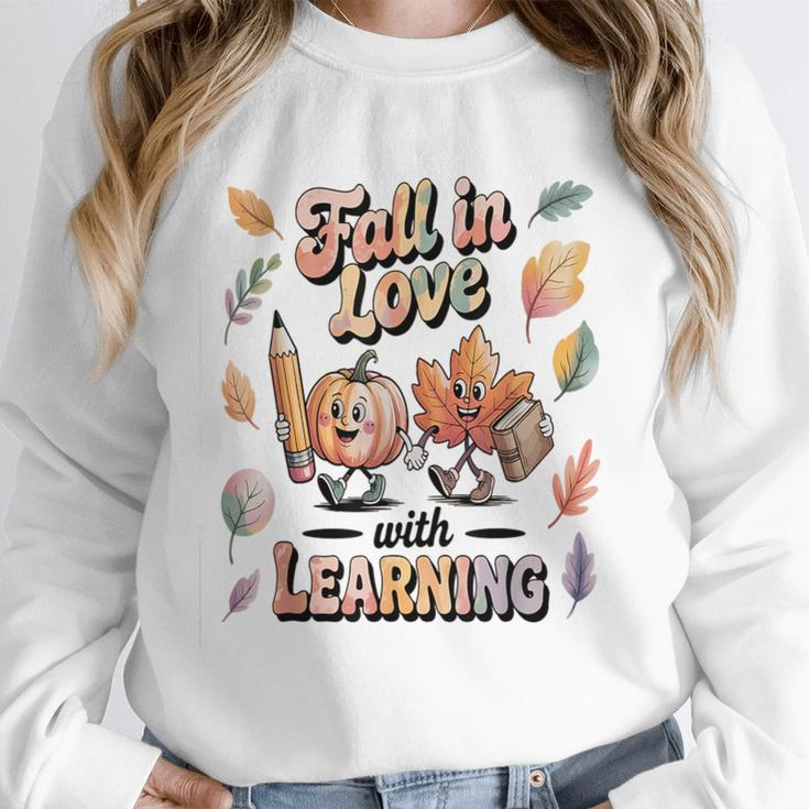 Fall In Love With Learning Teacher Autumn School Unisex Sweatshirt, novelty gifts, funny gifts Fall In Love With Learning Teacher Autumn School Unisex Sweatshirt, novelty gifts, funny gifts