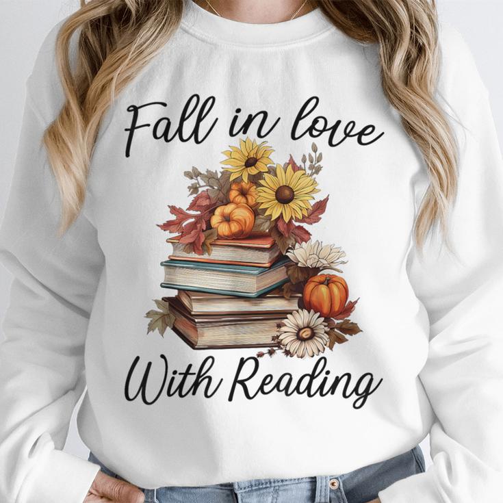 Fall In Love With Reading Book Autumn Teachers Pumpkins Unisex Sweatshirt, novelty gifts, funny gifts Fall In Love With Reading Book Autumn Teachers Pumpkins Unisex Sweatshirt, novelty gifts, funny gifts