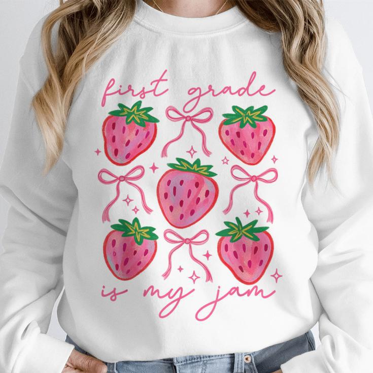 First Grade Is My Jam Strawberry First Grade Teacher Women Unisex Sweatshirt, novelty gifts, funny gifts First Grade Is My Jam Strawberry First Grade Teacher Women Unisex Sweatshirt, novelty gifts, funny gifts