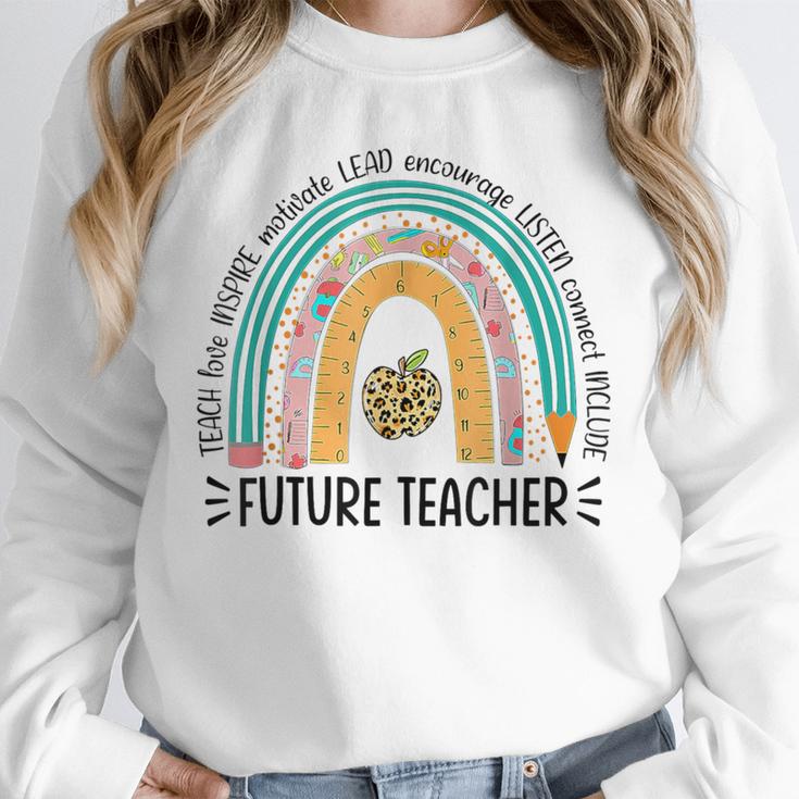 Future Teacher Cute Rainbow Leopard Teacher Outfit For Men Women Girls Kids Unisex Sweatshirt, novelty gifts, funny gifts Future Teacher Cute Rainbow Leopard Teacher Outfit For Men Women Girls Kids Unisex Sweatshirt, novelty gifts, funny gifts