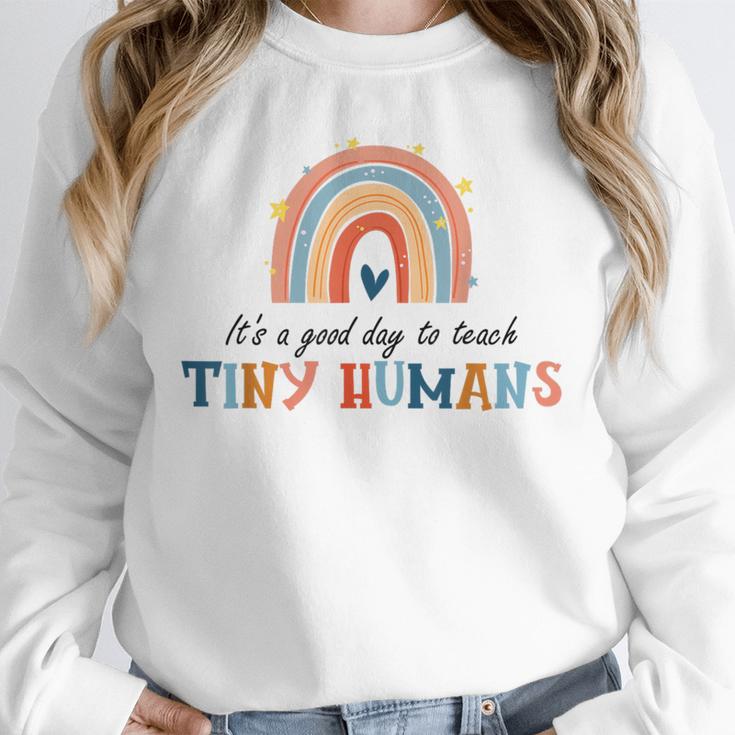 Good Day To Teach Tiny Humans Rainbow Teacher Unisex Sweatshirt, novelty gifts, funny gifts