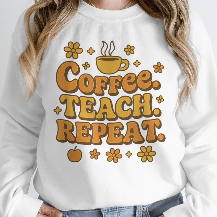 Groovy Coffee Teach Repeat Retro Teacher Unisex Sweatshirt, novelty gifts, funny gifts Groovy Coffee Teach Repeat Retro Teacher Unisex Sweatshirt, novelty gifts, funny gifts