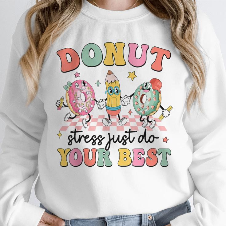 Groovy Donut Stress Just Do Your Best Testing Day Teachers Unisex Sweatshirt, novelty gifts, funny gifts Groovy Donut Stress Just Do Your Best Testing Day Teachers Unisex Sweatshirt, novelty gifts, funny gifts