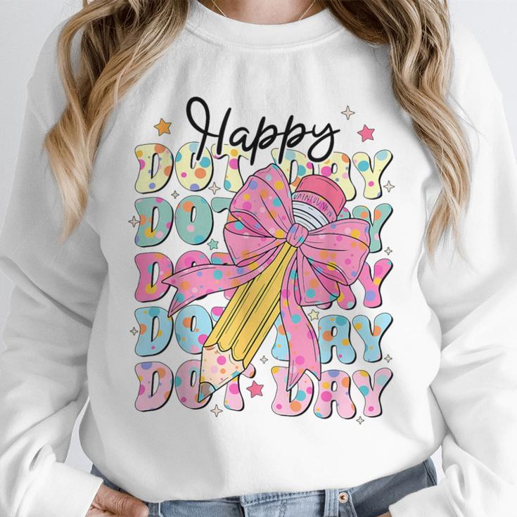 Happy Dot Day 2025 Coquette Bow Teachers Kids Boys Girls Unisex Sweatshirt, novelty gifts, funny gifts Happy Dot Day 2025 Coquette Bow Teachers Kids Boys Girls Unisex Sweatshirt, novelty gifts, funny gifts