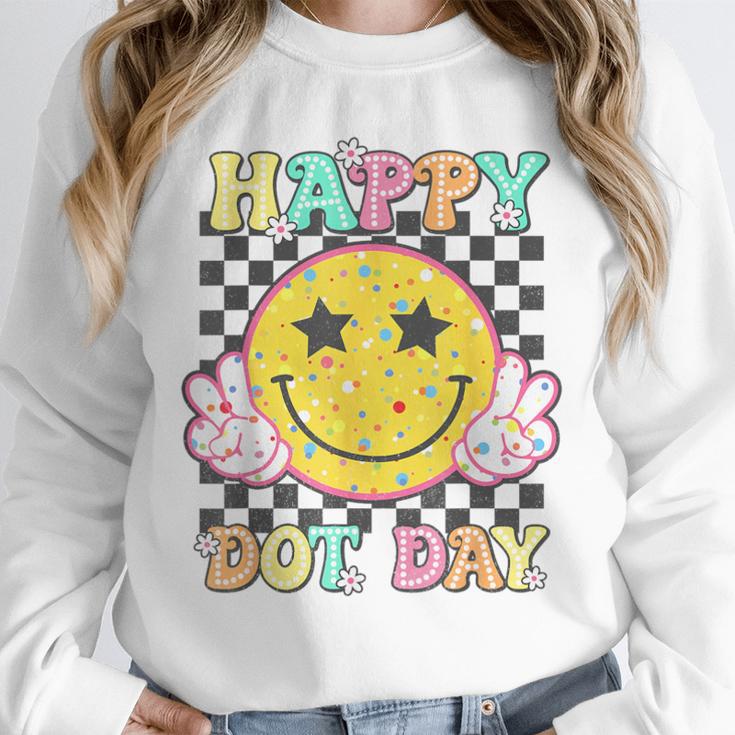 Happy Dot Day Hippie Flowers Smile Face Groovy Teacher Kids Unisex Sweatshirt, novelty gifts, funny gifts Happy Dot Day Hippie Flowers Smile Face Groovy Teacher Kids Unisex Sweatshirt, novelty gifts, funny gifts