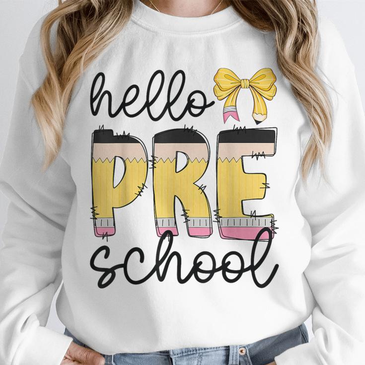 Hello Pre-K Preschool Back To School First Day Teacher Kids Unisex Sweatshirt, novelty gifts, funny gifts Hello Pre-K Preschool Back To School First Day Teacher Kids Unisex Sweatshirt, novelty gifts, funny gifts