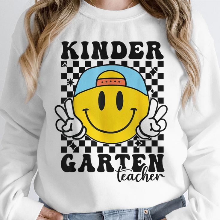 Kindergarten Teacher Hippie Smile Face Back School Unisex Sweatshirt, novelty gifts, funny gifts