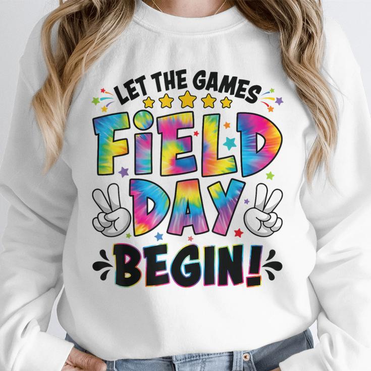 Let The Games Field Day Begin Tie Dye Adults Teacher Kids Unisex Sweatshirt, novelty gifts, funny gifts