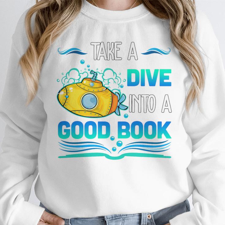 Librarian Teacher Dive Into A Good Book Reading Premium Tri-Blend Unisex Sweatshirt, novelty gifts, funny gifts Librarian Teacher Dive Into A Good Book Reading Premium Tri-Blend Unisex Sweatshirt, novelty gifts, funny gifts