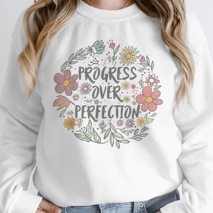 Motivational Progress Over Perfection Back To School Teacher Unisex Sweatshirt, novelty gifts, funny gifts