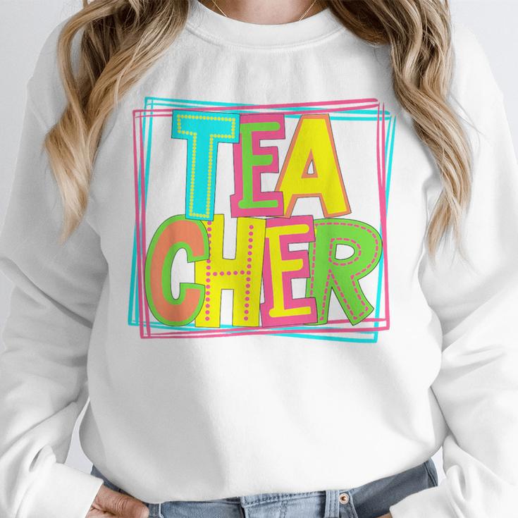 Neon Retro Teacher Cute Teacher Team New Teacher Back To Sch Unisex Sweatshirt, novelty gifts, funny gifts Neon Retro Teacher Cute Teacher Team New Teacher Back To Sch Unisex Sweatshirt, novelty gifts, funny gifts
