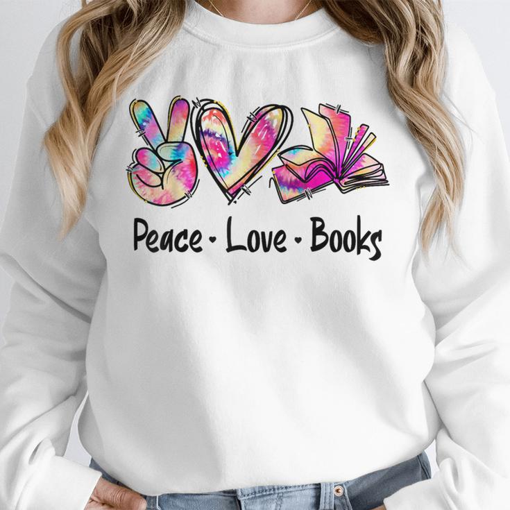 Peace Love Books Librarian Teacher Life Book Library Tie Dye Unisex Sweatshirt, novelty gifts, funny gifts Peace Love Books Librarian Teacher Life Book Library Tie Dye Unisex Sweatshirt, novelty gifts, funny gifts