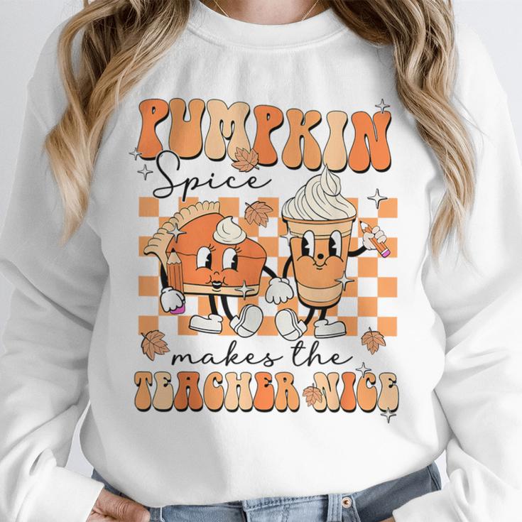 Pumpkin Spice Makes The Teacher Nice Teacher Graduation Unisex Sweatshirt, novelty gifts, funny gifts