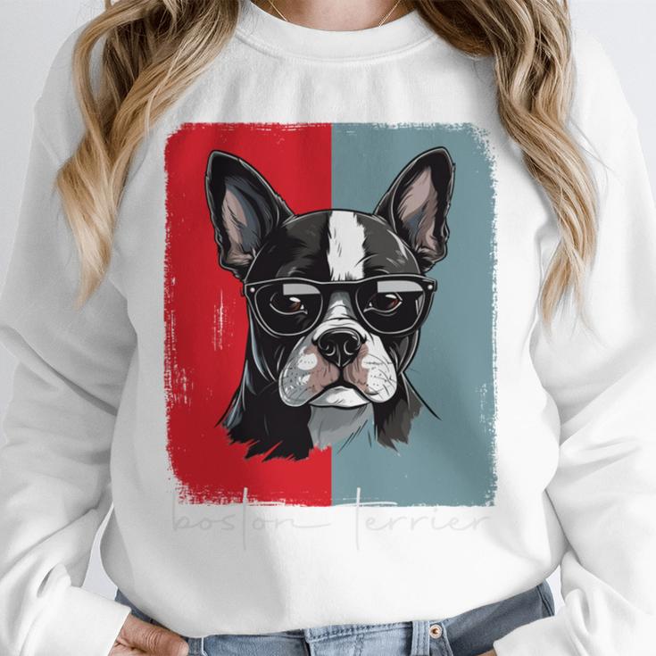 Retro Boston Terrier Dog Lover Bostie Mom Dad Dog Owner Unisex Sweatshirt, novelty gifts, funny gifts